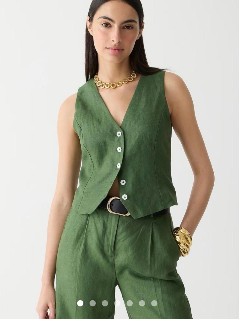 J.Crew 100% Linen SET Vest & Pant green/olive